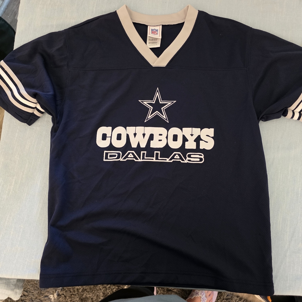 Dallas Cowboys Logo Athletic Blank Back NFL Football Jersey Women's Large